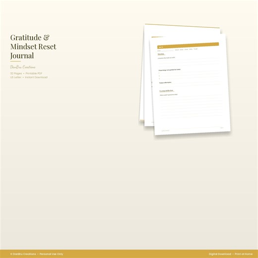 Gratitude Journal Printable, Daily Gratitude Prompts PDF, Morning Evening Reflection, Mindset Reset Journal, Instant Download - Etsy