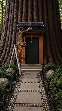Building a Secret Luxury Treehouse Entrance Inside a Giant Tree Modern Hidden Forest Home