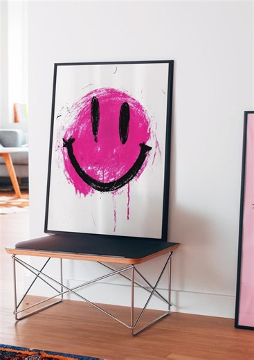 Acid Smile - Abstract Smiley Face Wall Art, Modern Pop Art Digital Print - Etsy