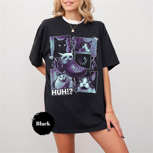 HUH Cat Meme Shirt, Crying Cat Meme Collage, Funny Graphic Tee - Etsy