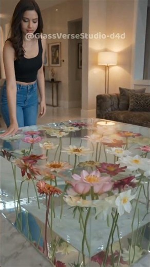 I Made A $5,000 Floating Flower Epoxy Table! 😱🌸 #shorts #woodworking #diy #vial #interiordesign