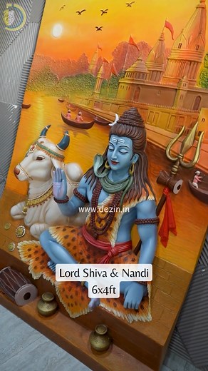 4.8K views · 74 reactions |  Lord Shiva with Nandi – 6x4ft Wall...