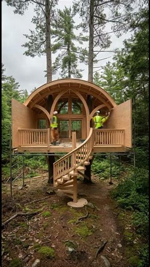 The Most Unique Wooden Treehouse You've Ever Seen #treehouse #construction #satisfying