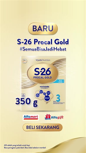 BARU! S-26 Procal Gold kemasan box 350g. Bantu optimalkan perkembangan otak si kecil. tersedia di Alfamart & Alfagift! | Wyeth Nutrition Indonesia