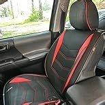 LUCKYMAN CLUB Tacoma Custom Seat Covers Full Set, Fit 2024-2025 Tacoma Double/Crew Cab, with Waterproof Faux Leather (Full Set, Black-Red)