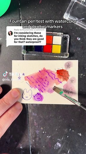 Watercolor Techniques with Fountain Pens and Alcohol Markers