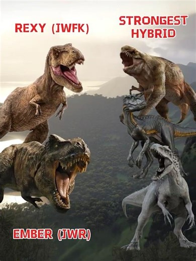 Rexy (JWFK) & Ember (JWR) VS Indominus-Rex, Indoraptor, D-Rex (JW) #jurassicworld