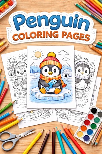 Penguin Coloring Pages Printable PDF – Cute Antarctica Penguin Coloring Book for Kids & Adults – Animal Coloring Pages – Instant Download - Etsy