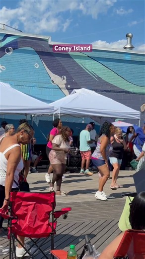 Coney Island Board Walk soul line dancing. Brooklyn, New York. Jeruselema dance.