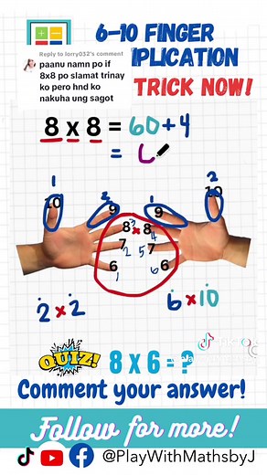 Mathematics 6-10 Times Table Finger Trick