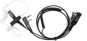 SHON Walkie Talkie Earpiece for Adults, Police Radio Earpiece with 2 pin Kevlar Cable with Spring air Tube, Secret Service Earpiece for Kenwood Radio, One Year Warranty