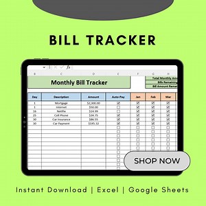 Monthly Bill Tracker: Excel Spreadsheet, Bill Payment Schedule (digital Download) - Etsy
