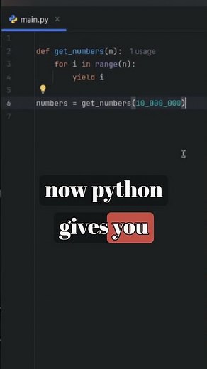 STOP wasting memory using GENERATORS in #python #programming #shorts