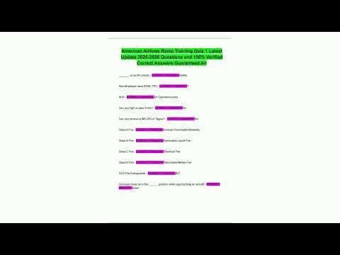 American Airlines Ramp Training Quiz 1 Latest Update 2025 2026 Questions and 100% Verified Correct A