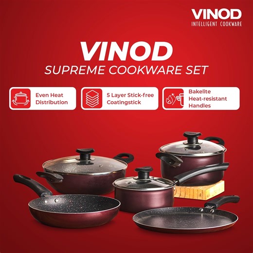 5.8K views · 25 reactions | Whether you're a master chef or just starting out, this set has everything you need to cook with confidence. From delicious dosas to hearty stews, our high-quality cookware set is designed to prepare a multitude of recipes. Get the set at flat 15% off! #VinodIntelligentCookware #KitchenKit #CookHealthyCookJaldi #CookwareSets #intelligentcookingassistant | Vinod Cookware | Facebook