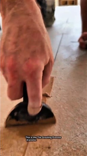 Professional Tile Grouting Process | Smoothing Floor Tile Joints with Rubber Grout Float