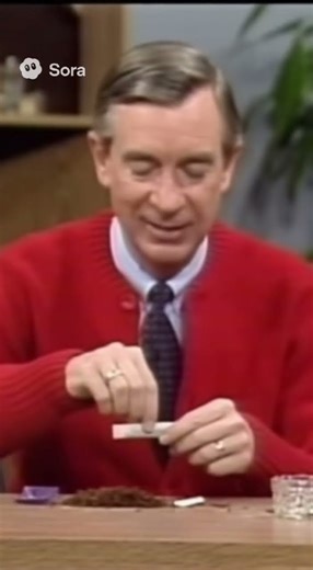 Mr. Rogers shows how to roll your own cigarette