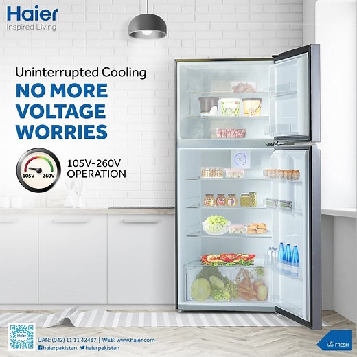 2.9K views · 238 reactions | Experience a whole new level of refrigeration with Haier Refrigerator! Enjoy uninterrupted cooling and leave voltage concerns behind, thanks to the cutting-edge digital inverter technology. Visit: https://bit.ly/3ssrNzU #Haier #HaierRefrigerator #SmartLiving #InspiredLiving | Haier | Facebook