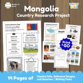 MONGOLIA Country Research Project | Geography, Culture, Landmarks, Worksheets