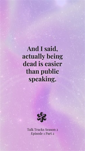 Season 2, Episode 1 — Part 2 is live. “Being dead is easier than public speaking” might be the most honest thing ever said on this show. Catch the full continuation of her story on Talk Tracks now.