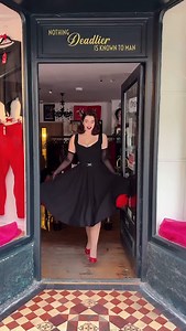 She’s finally here, the classic Black Aurora Dress 🖤 Many of you have asked for a simple Black Aurora Dress and she has now been handmade specially for you all! This dress has so much versatility for styling day to night, the swishyest skirt, can be worn on or off the shoulders and POCKETS! Shop now online and in store! #deadlyisthefemale #swingdress #1950sdress #dresswithpockets #littleblackdress #vintagereproduction | Deadly is the Female