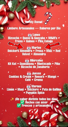 Martes de Refrescarte 🫠🙃 Hoy Martes los sabores 😋 del esoecial Snickers Almendra 🍫 Fresa🍓 Maíz 🌽 Red Velvet 🍰 Almendra $250 Lovely Sweet | Sascha Johanna Delgado