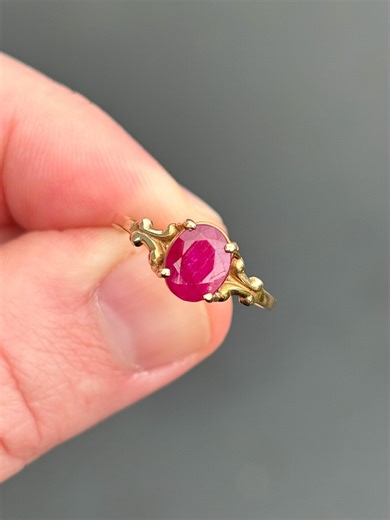 Vintage/antique Solid 10k Yellow Gold and Faceted Ruby Ring - Size 6.75 - Etsy