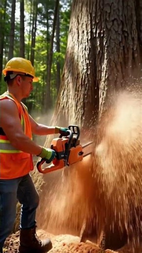 cutting down trees with chainsaw #treefalling