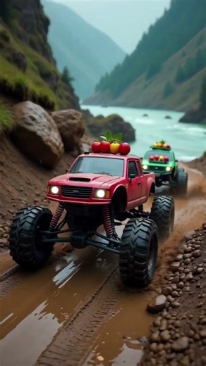 Extreme Off-Road RC Monster Race — Red, Green, Blue & Pink Trucks in Action!
