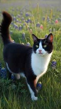 Spring in Texas: Bluebonnet Morning with Two Very Different Cats #aianimation