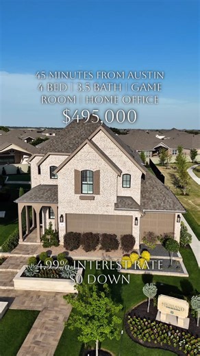 How much would this cost where you live? 🤔 📍 45 minutes from Austin | ATX area 🌆 4 Bed | 3.5 Bath | Game Room | Home Office ✔️ 💰 Starting at $495,000 • 4.99% interest • $0 down 🔥 Two-story brick exterior with strong curb appeal Extended driveway with landscaped front entry Spacious layout built for comfort and flow DM to tour 📲💨 ———————————————————————————— Interested in getting a Home? Let Me Guide You Through the Process! 🫡 🏠 @thecurtishomes.atx 🏡 🏠 @thecurtishomes.atx 🏡 🏠 @thecur