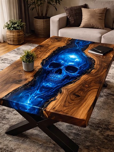 Insane Glowing Skull Resin River Table! 💀🌊
