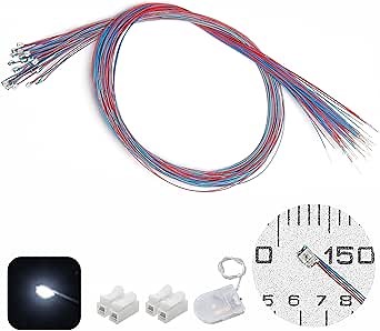 25PCS Pre-Wired 0805 SMD LED Micro LEDs(Light Mode: Continuous White Light) Light Emitting Diode + Connector & Battery Holder (White, 25pcs)