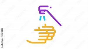 Hands Washing Water Tap Icon Animation. color Hands Washing Water Tap animated icon on white background