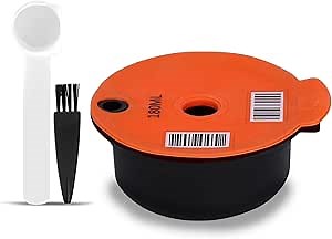 Reusable Coffee Capsules,180ml Refillable Coffee Capsules Pods for Coffee Machine,Not Easy to Deform Coffee Filters Pods with Slicone Lid Coffee Filter Spoon and Brush