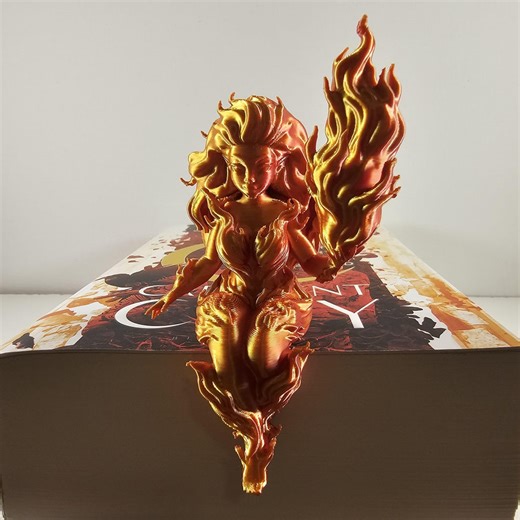 Fire Sprite Figurine, Flame Fairy Decor, Fantasy Fire Elemental, Magical Bookshelf Accent, Gift