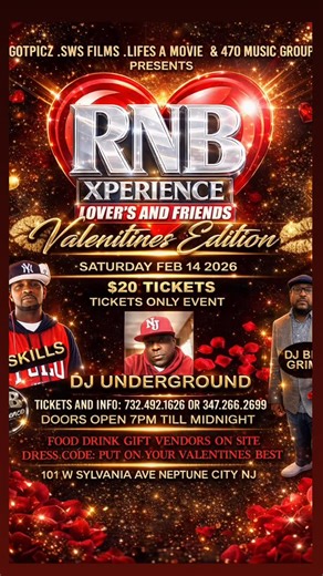 Douglas Eugene on Instagram: "❤️🎶 LOVE IS IN THE AIR… AND SO IS THAT REAL R&B! 🎶❤️ The RNB Xperience – Lovers & Friends: Valentine’s Edition is going ALL THE WAY UP Saturday, Feb 14, 2026! ✨ Featuring: DJ Skills • DJ Underground • DJ Ben Grimm 🎟 $20 Tickets (Tickets Only Event) 🕖 Doors Open 7PM – Midnight 🍽 Food • Drinks • Gift Vendors On Site 👗 Dress Code: Put On Your Valentine’s Best Grab your lover, your sneaky link, or your whole crew… this is a vibe for the grown & sexy 💋 📍 101 W Sy