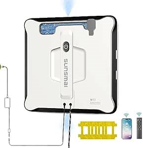 Window Cleaner Robot,W11 Dual Water Spray Robot Cleaner with Remote Control for Sparkling Windows, Tiles, and Glass Doors- Indoor & Outdoor, White