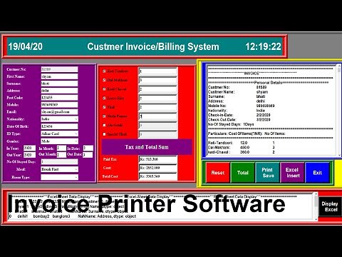 Python Made Invoice Management Software with Excel Database-Printing Saving |Displaying -In English