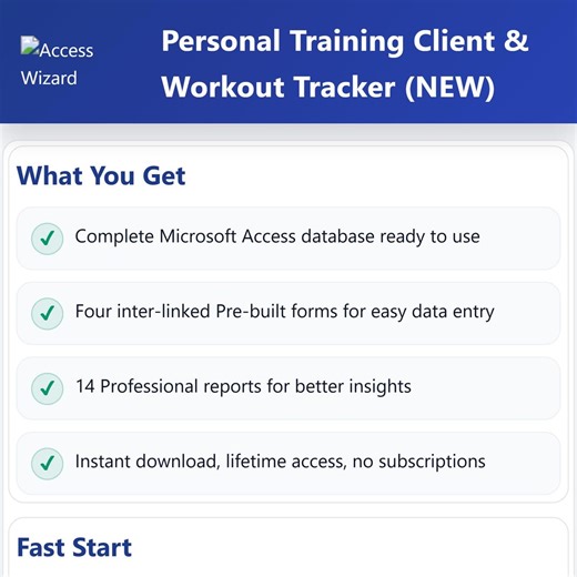 Personal Training Client & Workout Tracker Access Database | Session Frequency | Intensity Gaps - Etsy