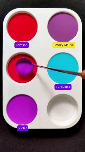 Create 3 colors from 3 colors: Crimson + Turquoise + Violet #asmr #mix #colors #mixing #colormixing