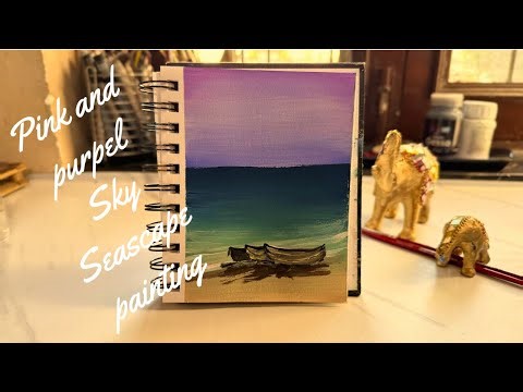 How To Paint A Seascape And Waves For Beginners Step By Step / Purple Sky Seascape / Full Tutorial