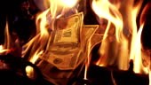 Two high quality videos of burning money in real 1080p slow motion