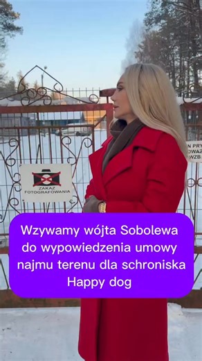 Adwokat Katarzyna Topczewska "Tak wygląda schronisko Happy Dog w Sobolewie. Nikt tu nie może wejść, aby obejrzeć zwierzęta do adopcji, ani warunki, w jakich przebywają. Nie ma wolontariatu. To odróżnia złe schroniska od dobrych, które nie mają nic do ukrycia. Właściciel schroniska siedzi na ławie oskarżonych pod zarzutami znęcania się nad zwierzętami. Od 8 lat. Ale to nie przeszkadza wójtowi Sobolewa, aby kontynuować z nim umowę najmu terenu, pomimo, że mógł ją dawno wypowiedzieć i zakończyć cie