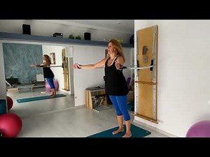 Standing arm springs series on the Pilates springboard. Hug a tree exercise!!! #lovepilates #core