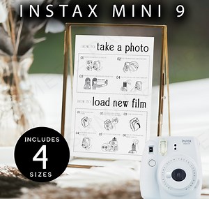 Instax Mini 9 Instructions, How to Take A Photo & Load New Film Guide Signs Polaroid Camera, Wedding Polaroid Guest Book DIY Download, SPM09 - Etsy