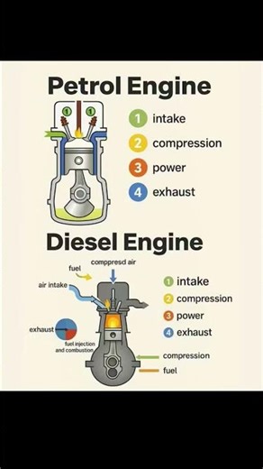 Differences between Petrol Engine and Diesel Engine Explained Simply#engine#diesel #petrol#mechanic