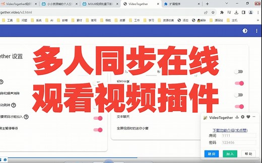 利用VideoTogether浏览器插件，实现多人同步在线观看视频