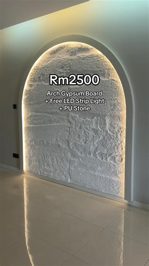 Arch Gypsum Board Free LED Strip Light PU Stone Rm2500 cover seluruh semenanjung malaysia wasap - adam 01164390523