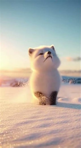 Cute Arctic Fox Tumbles in the Snow! ❄️🦊